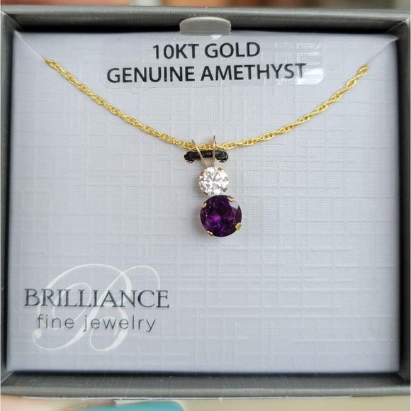 10K Gold & Genuine Amethyst Necklace - Picture 4 of 4